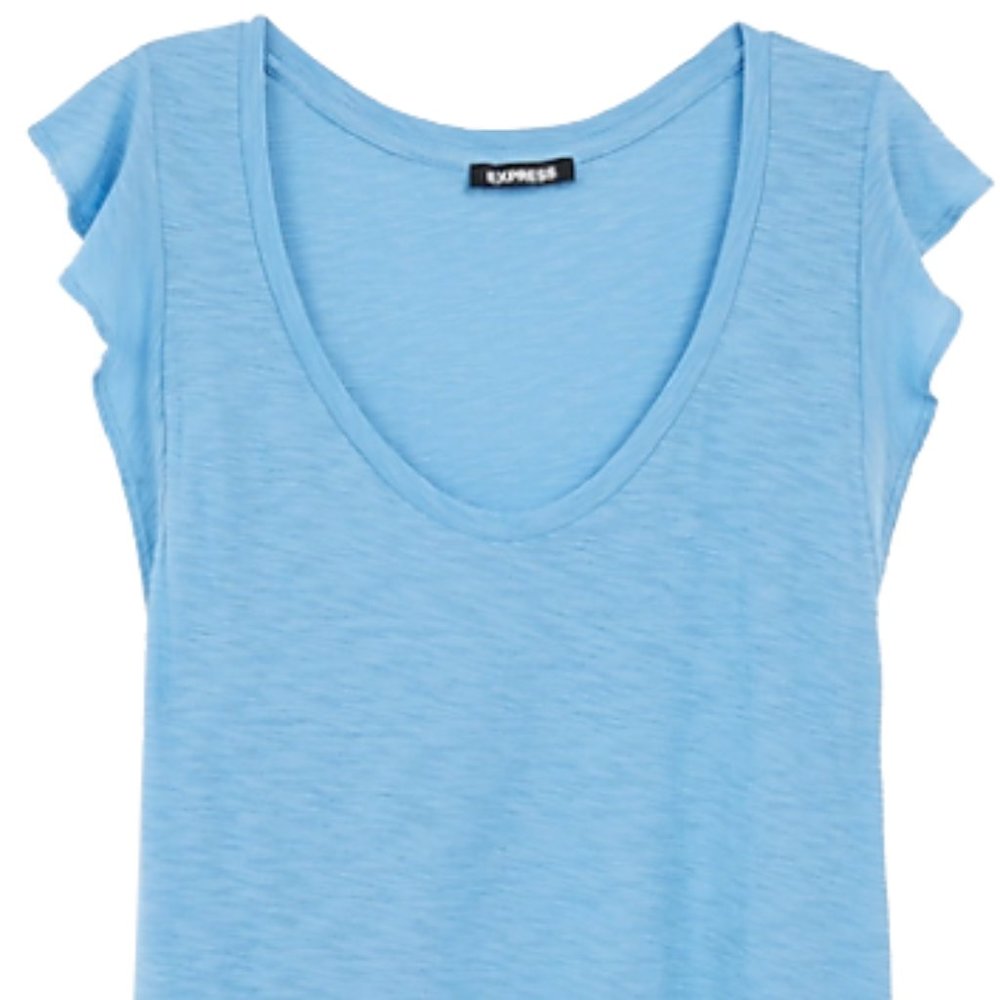 Slub Flutter Sleeve Sky Blue T-Shirt